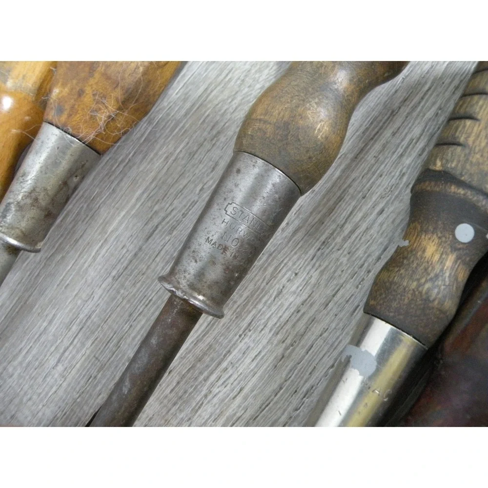 Vintage Stanley Wood Handle Screwdriver Lot Set Carpentry Woodworking Tools USA